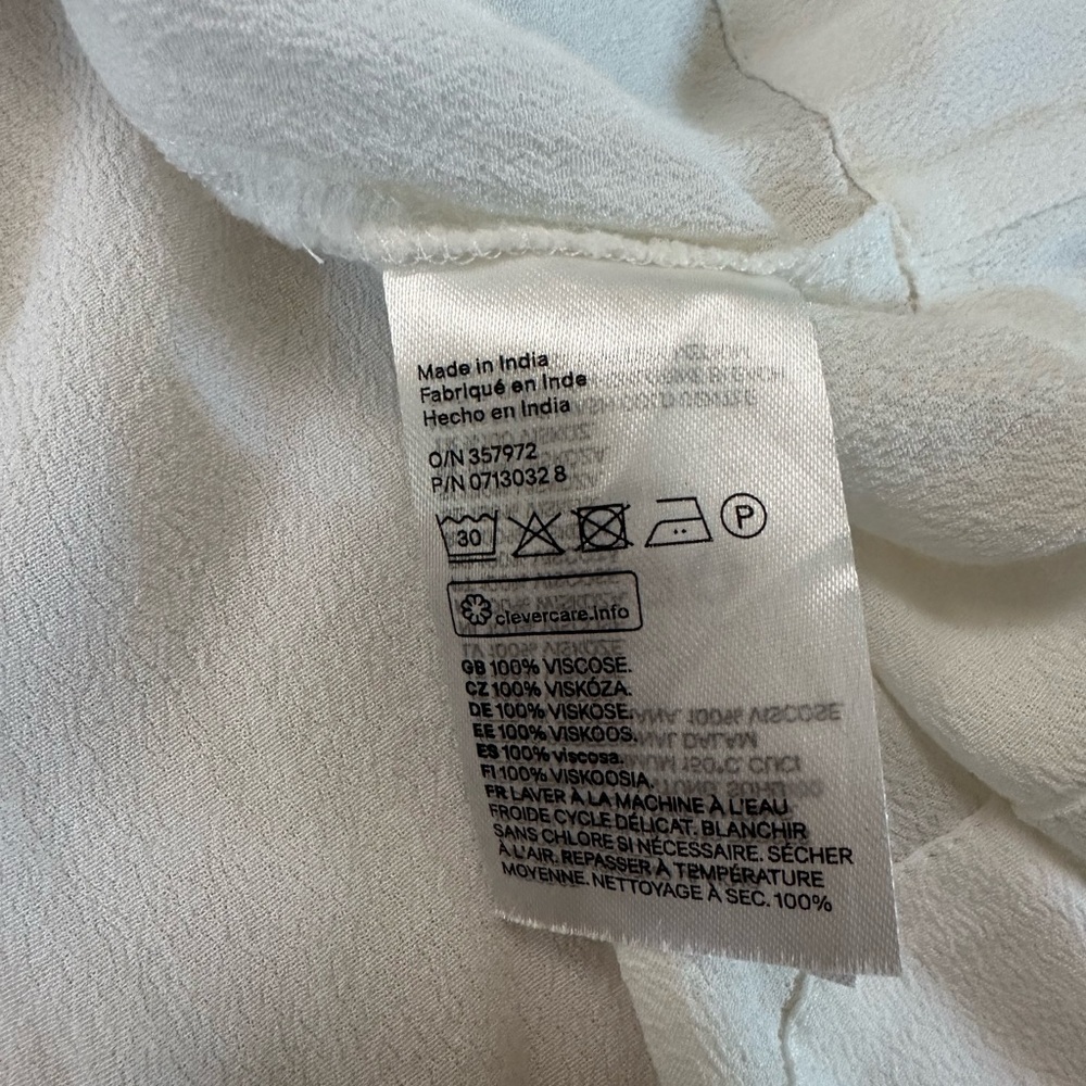 H&M White Long Sleeve Pleated Midi Dress Size 6 - Picture 17 of 17